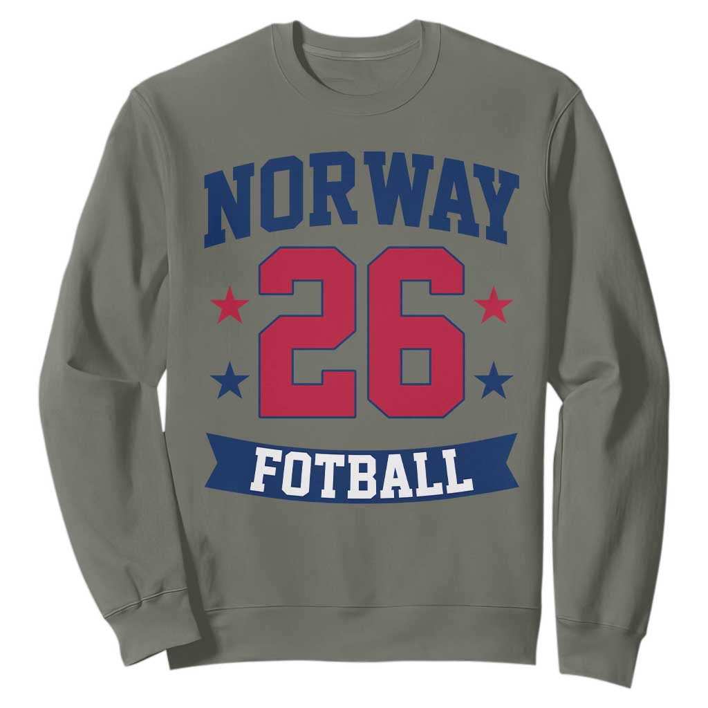 Vintage Norway Fotball Sweatshirt Norwegian Flag Game Day Fan Gift TS12 Military Green Print Your Wear
