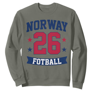 Vintage Norway Fotball Sweatshirt Norwegian Flag Game Day Fan Gift TS12 Military Green Print Your Wear