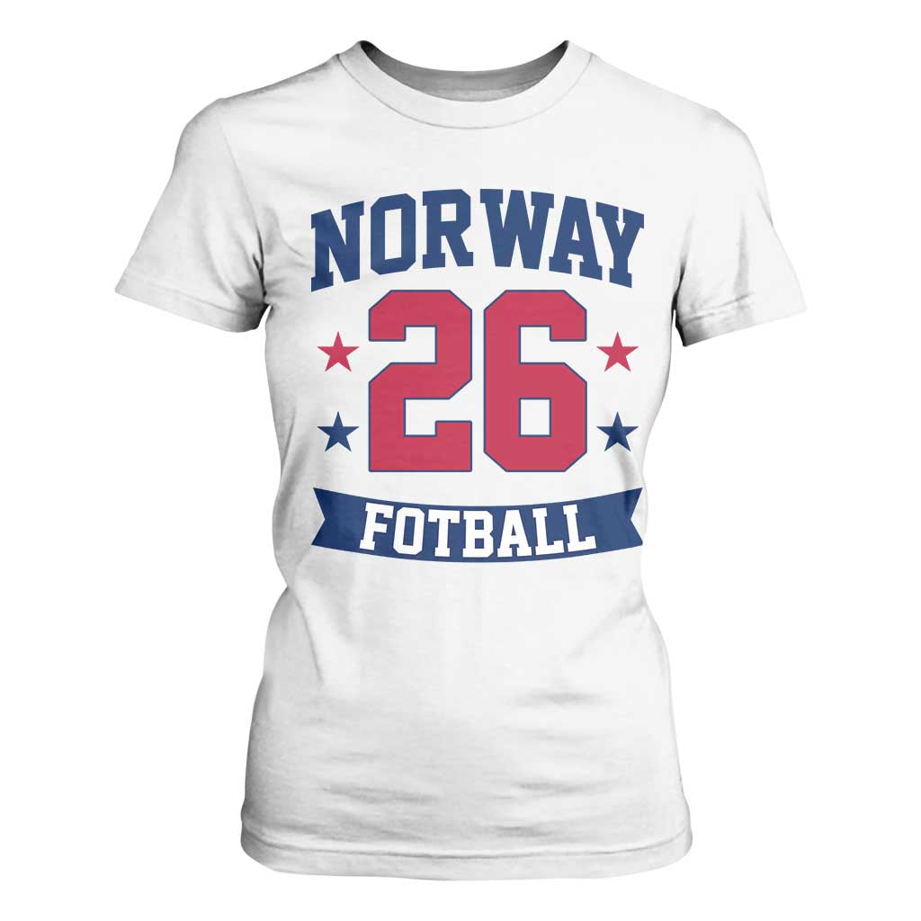 Vintage Norway Fotball T Shirt For Women Norwegian Flag Game Day Fan Gift TS12 White Print Your Wear