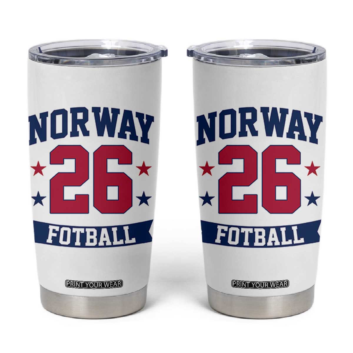Vintage Norway Fotball Tumbler Cup Norwegian Flag Game Day Fan Gift TS12 White Print Your Wear