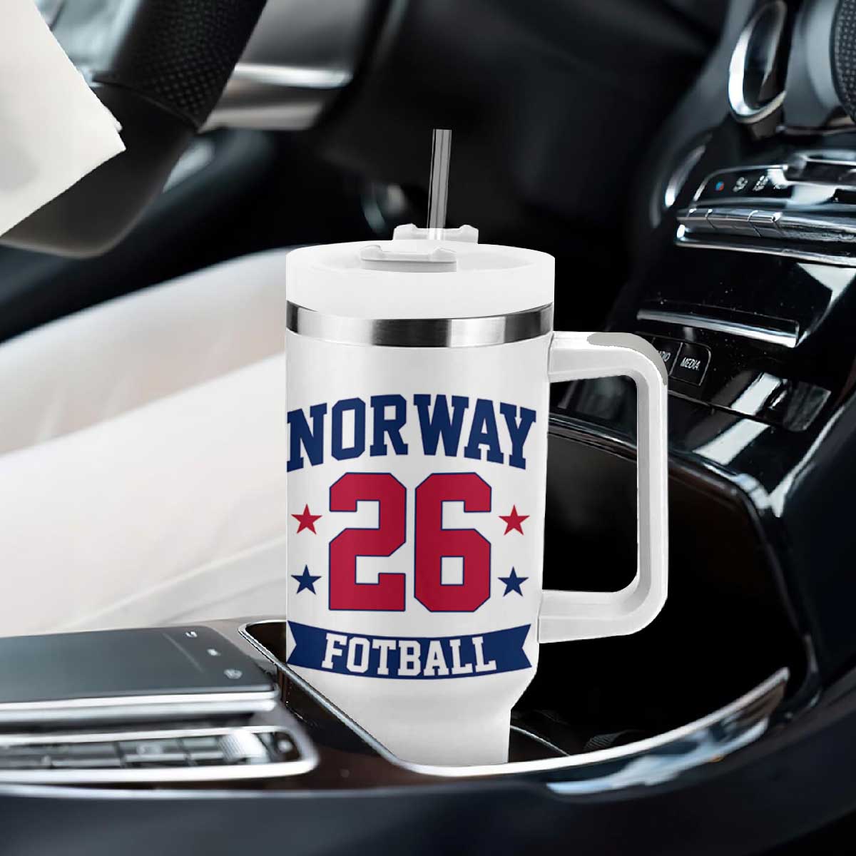 Vintage Norway Fotball Tumbler With Handle Norwegian Flag Game Day Fan Gift TS12 Print Your Wear