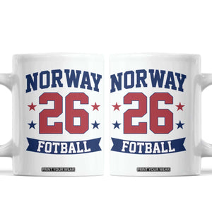 Vintage Norway Fotball Coffee Mug Norwegian Flag Game Day Fan Gift TS12 White Print Your Wear