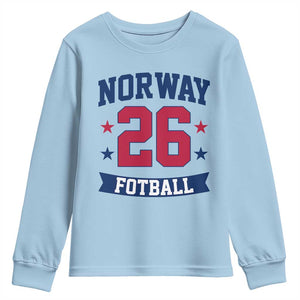 Vintage Norway Fotball Youth Sweatshirt Norwegian Flag Game Day Fan Gift TS12 Light Blue Print Your Wear
