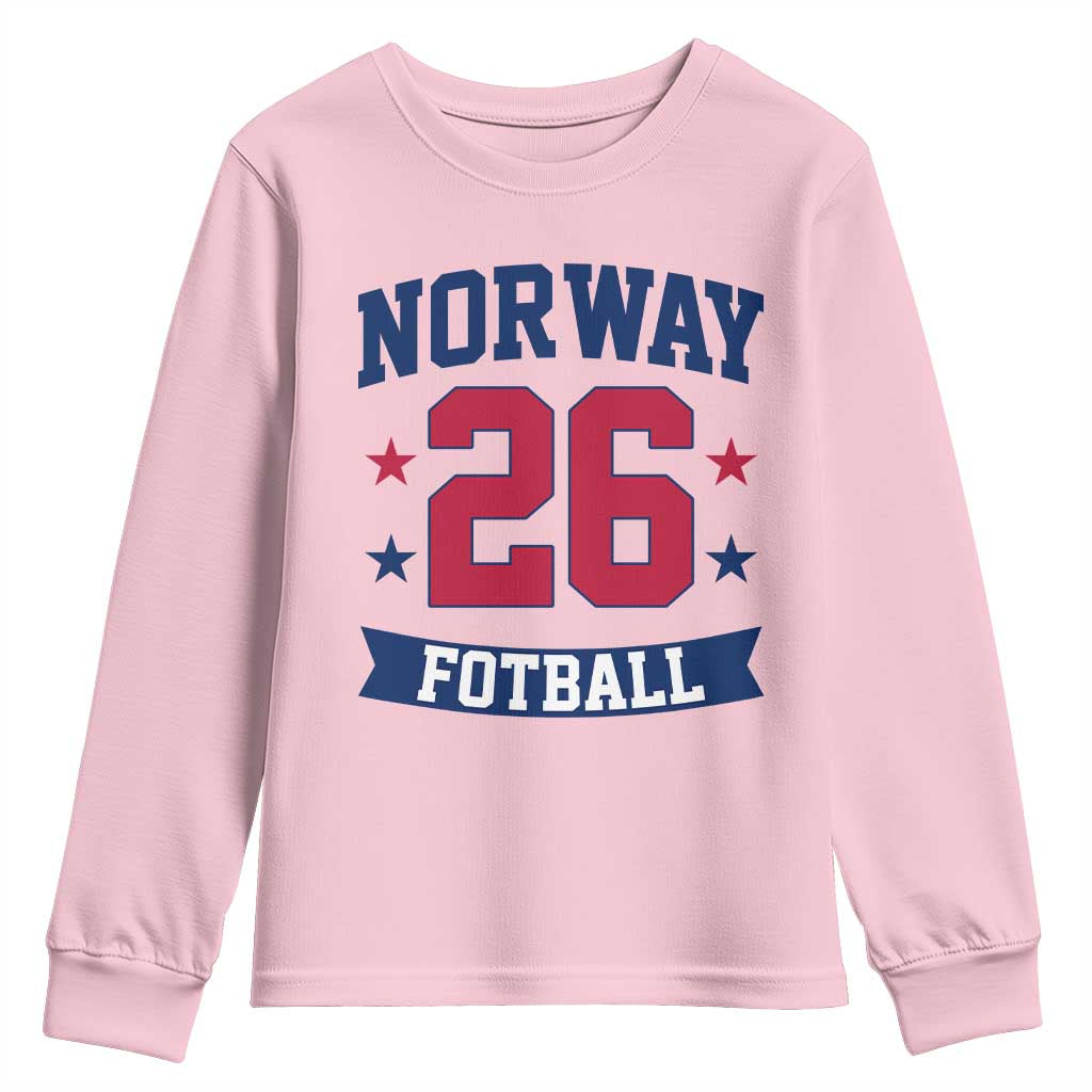 Vintage Norway Fotball Youth Sweatshirt Norwegian Flag Game Day Fan Gift TS12 Light Pink Print Your Wear