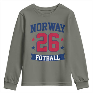 Vintage Norway Fotball Youth Sweatshirt Norwegian Flag Game Day Fan Gift TS12 Military Green Print Your Wear