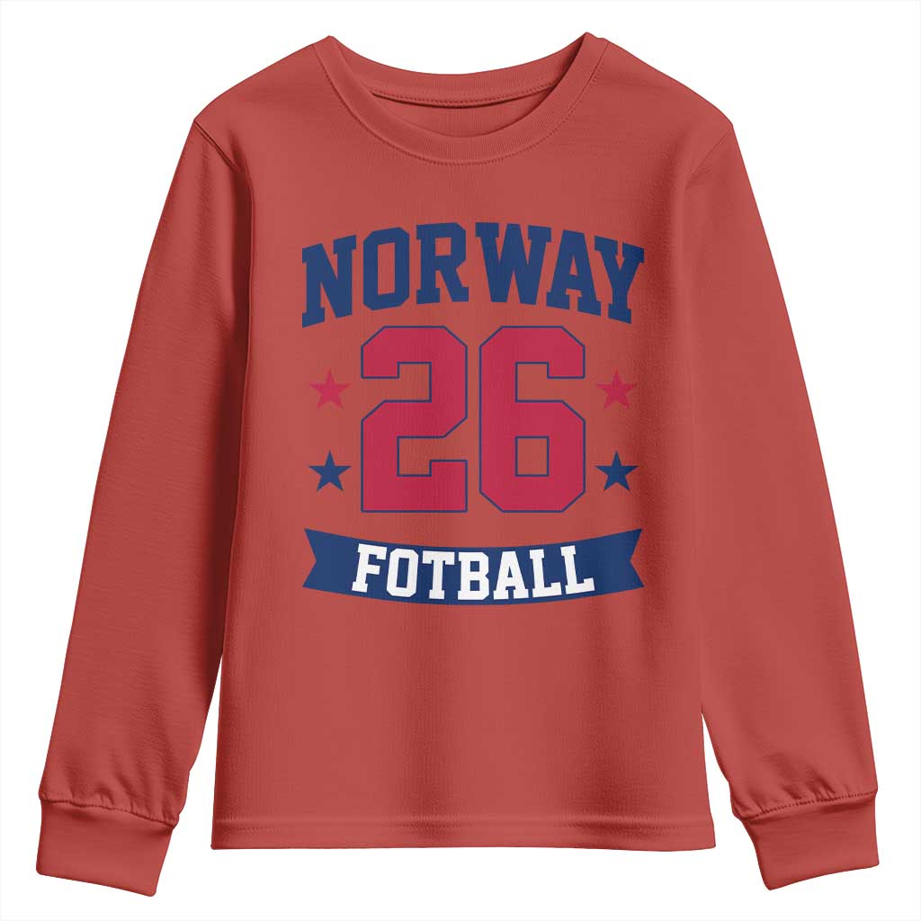 Vintage Norway Fotball Youth Sweatshirt Norwegian Flag Game Day Fan Gift TS12 Red Print Your Wear