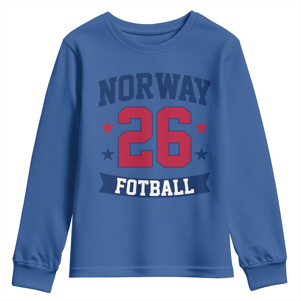 Vintage Norway Fotball Youth Sweatshirt Norwegian Flag Game Day Fan Gift TS12 Royal Blue Print Your Wear
