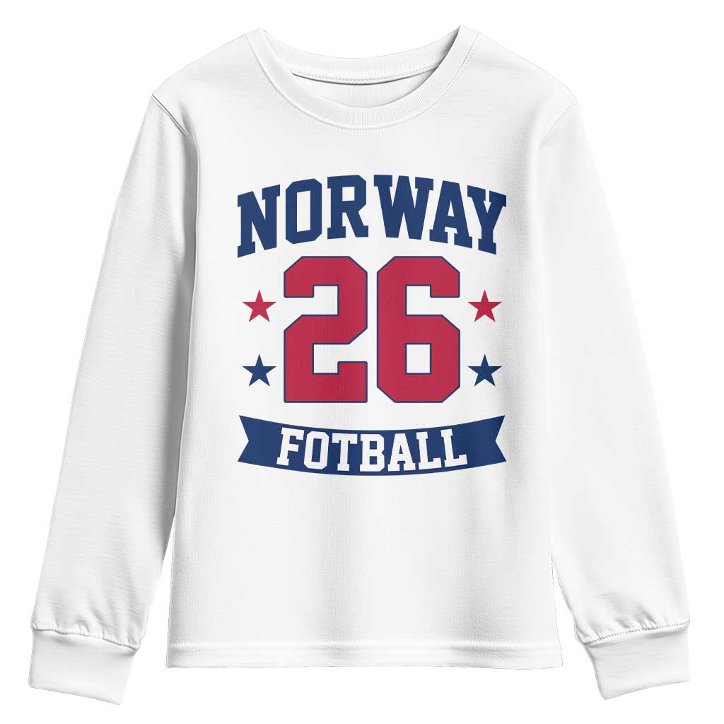 Vintage Norway Fotball Youth Sweatshirt Norwegian Flag Game Day Fan Gift TS12 White Print Your Wear