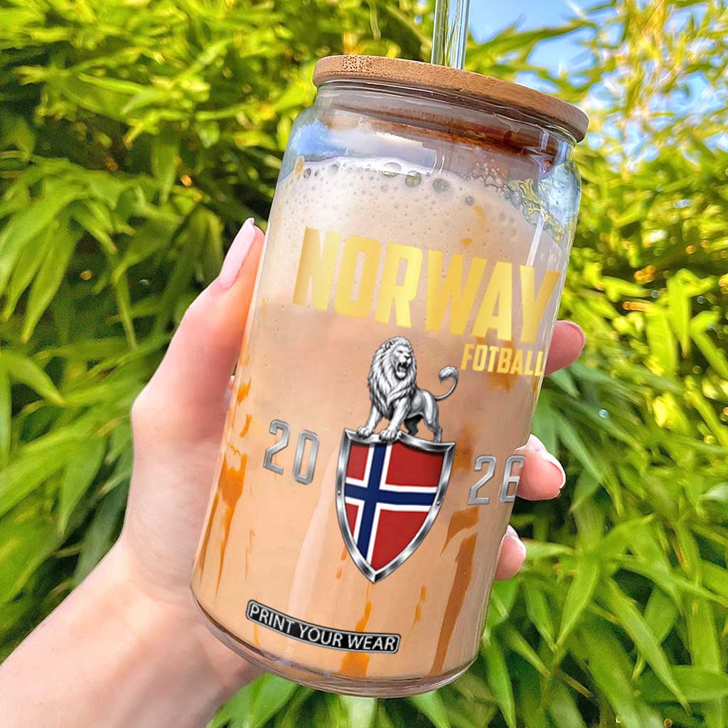 Vintage Norway Fotball Norwegian Supporter Gift Glass Can TS12 Black Print Your Wear
