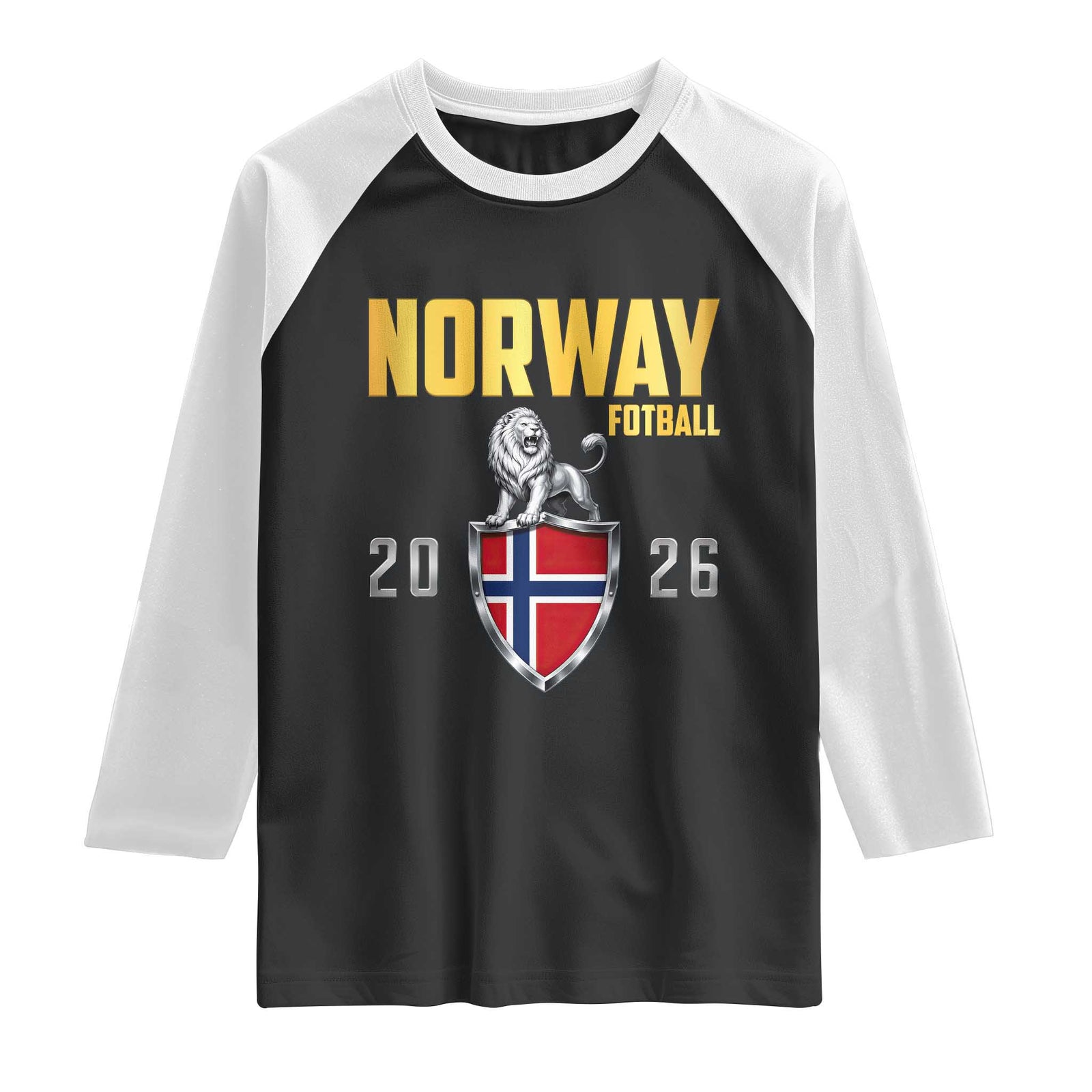 Vintage Norway Fotball Norwegian Supporter Gift Raglan Shirt TS12 Black White Print Your Wear
