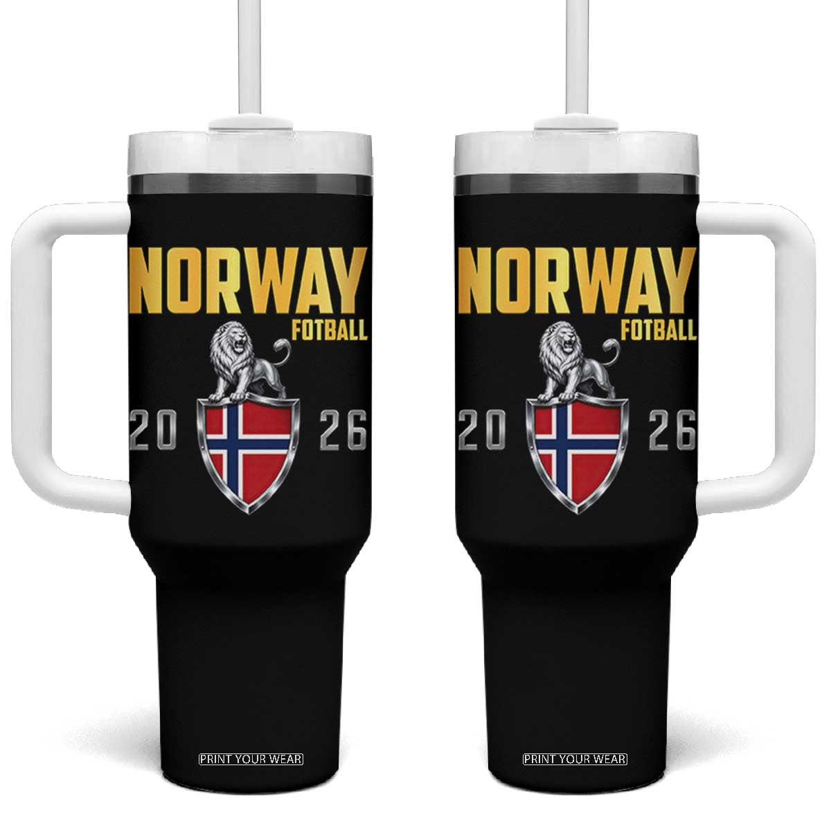Vintage Norway Fotball Norwegian Supporter Gift Tumbler With Handle TS12 One Size: 40 oz Black Print Your Wear