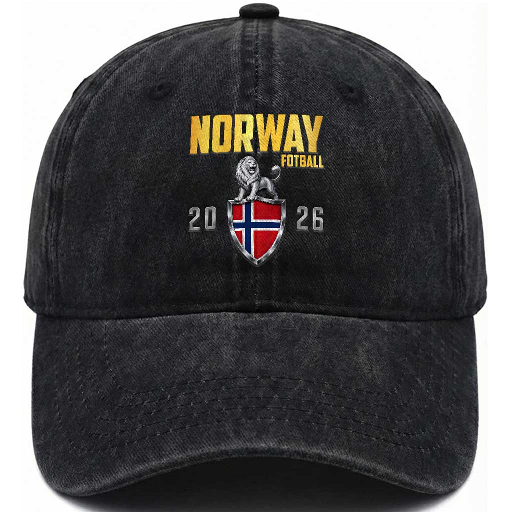 Vintage Norway Fotball Norwegian Supporter Gift Washed Cotton Baseball Cap TS12 Print Your Wear