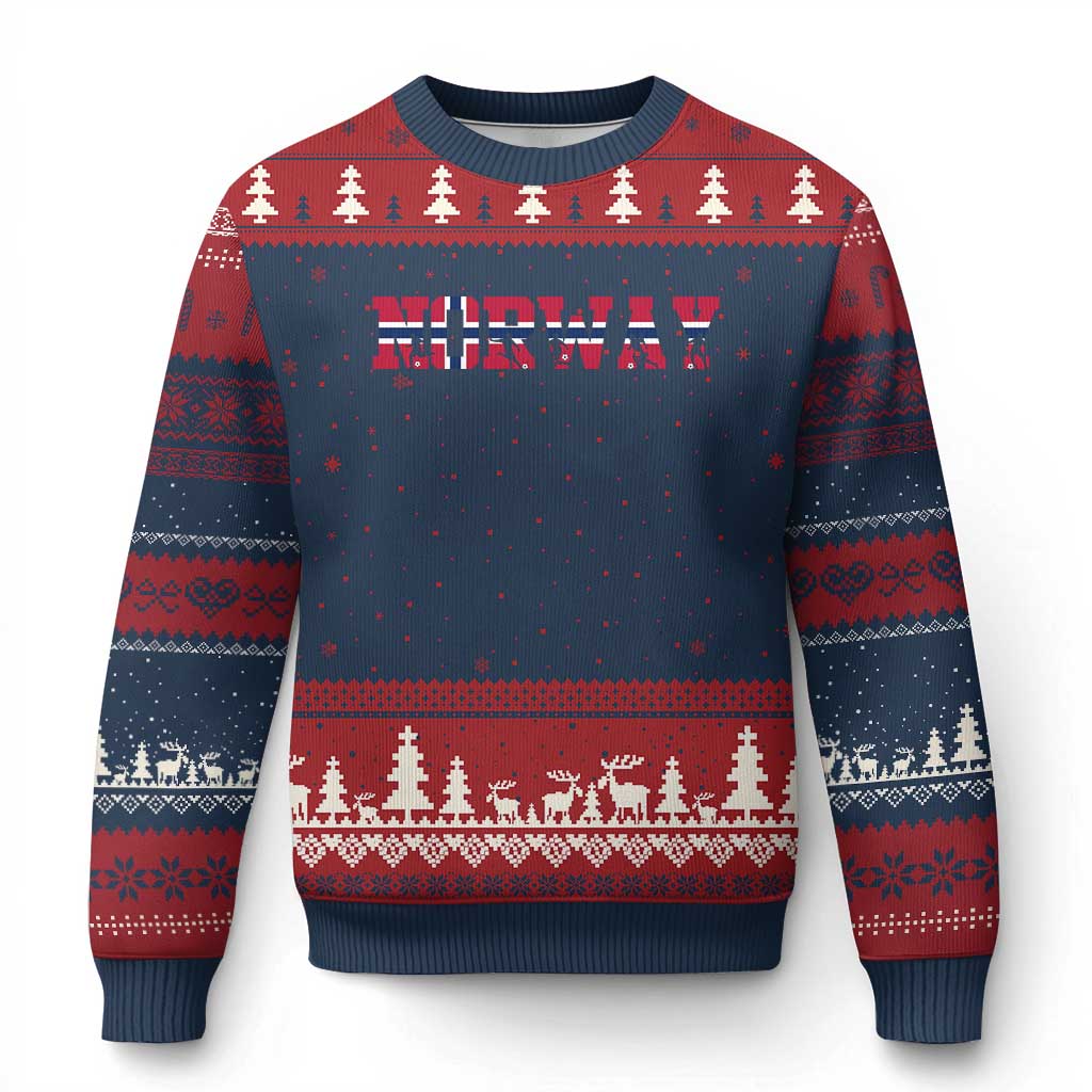 Vintage Norway Fotball Ugly Christmas Sweater Scandinavian Pride Fan Gift TS12 Navy Red Print Your Wear