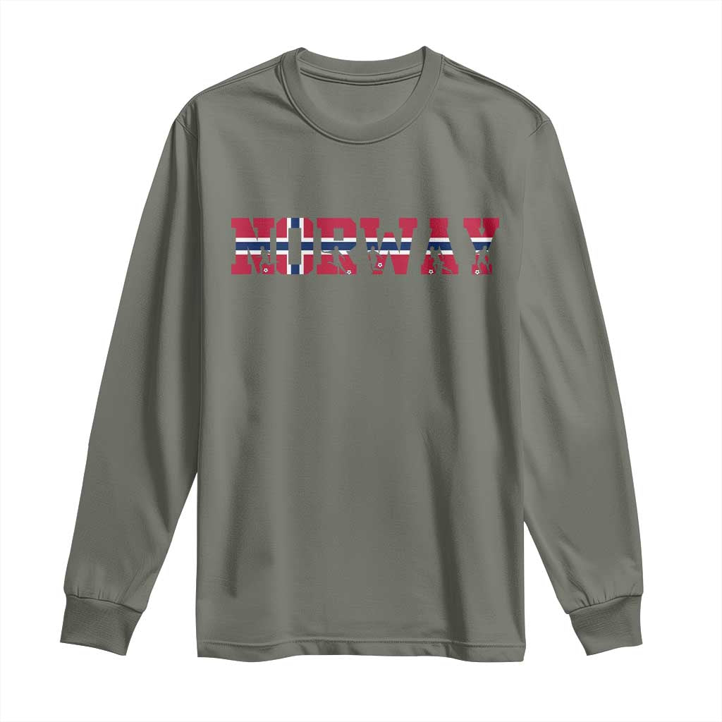 Vintage Norway Fotball Long Sleeve Shirt Scandinavian Pride Fan Gift TS12 Military Green Print Your Wear