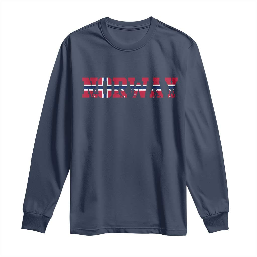 Vintage Norway Fotball Long Sleeve Shirt Scandinavian Pride Fan Gift TS12 Navy Print Your Wear