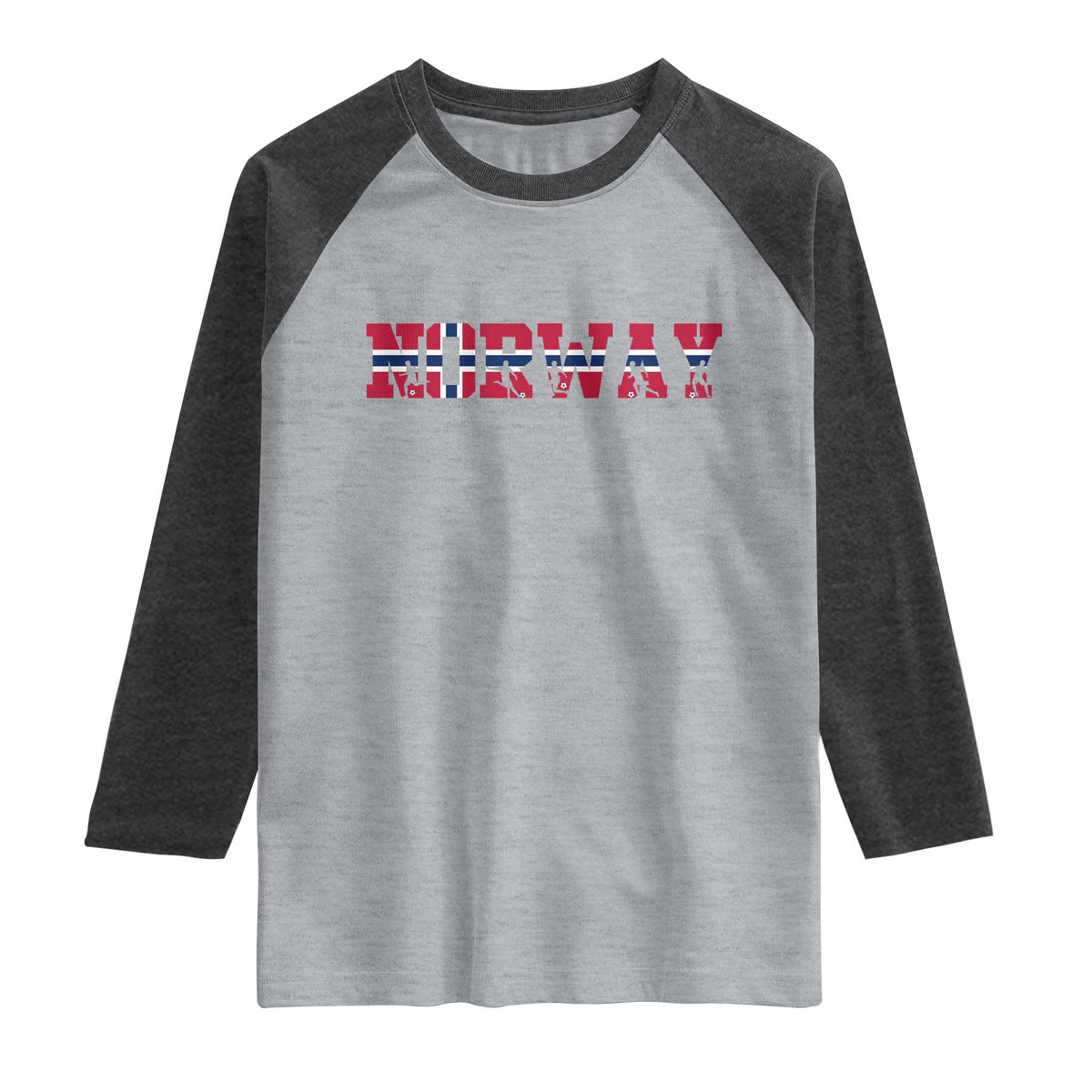 Vintage Norway Fotball Raglan Shirt Scandinavian Pride Fan Gift TS12 Heather Gray Heather Charcoal Print Your Wear