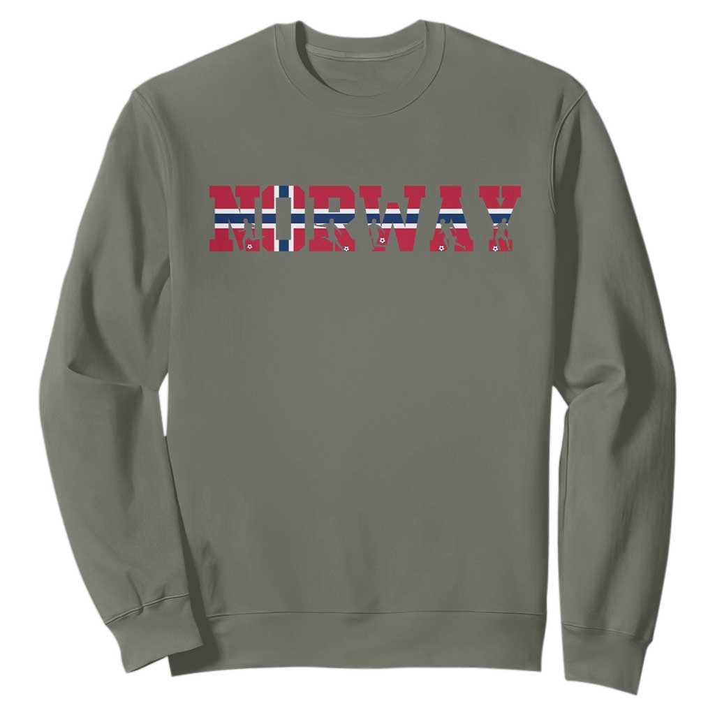 Vintage Norway Fotball Sweatshirt Scandinavian Pride Fan Gift TS12 Military Green Print Your Wear