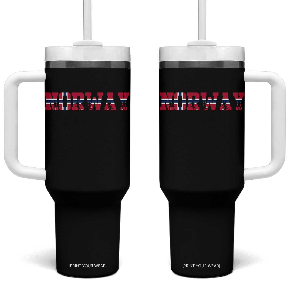 Vintage Norway Fotball Tumbler With Handle Scandinavian Pride Fan Gift TS12 One Size: 40 oz Black Print Your Wear