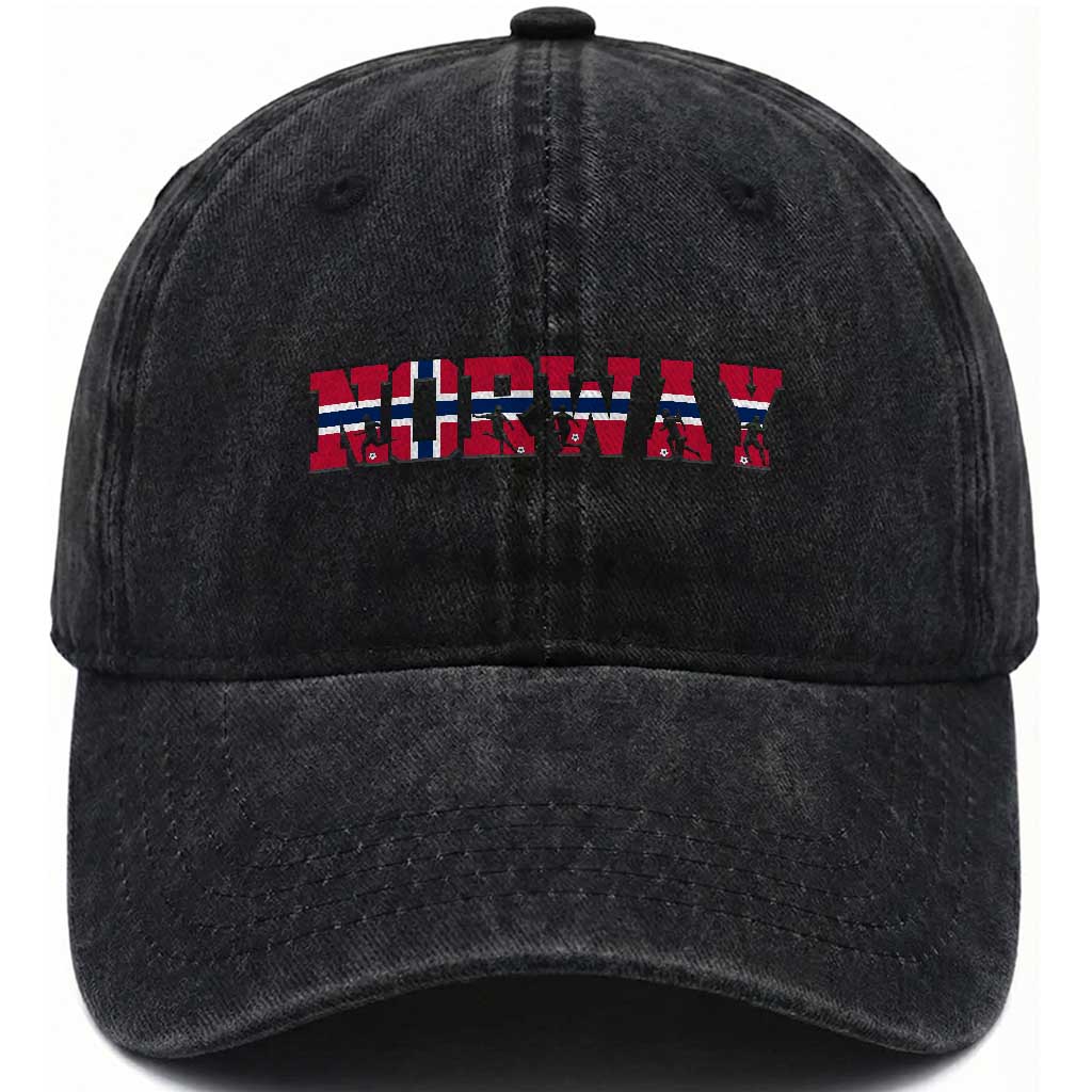 Vintage Norway Fotball Washed Cotton Baseball Cap Scandinavian Pride Fan Gift TS12 Print Your Wear