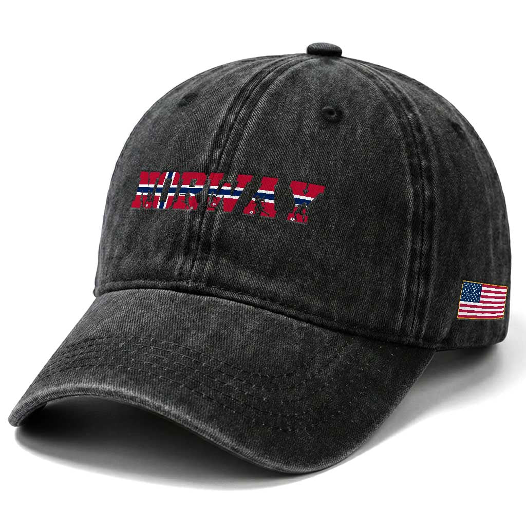 Vintage Norway Fotball Washed Cotton Baseball Cap Scandinavian Pride Fan Gift TS12 Print Your Wear