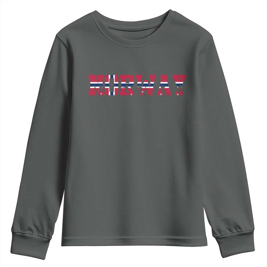 Vintage Norway Fotball Youth Sweatshirt Scandinavian Pride Fan Gift TS12 Dark Heather Print Your Wear