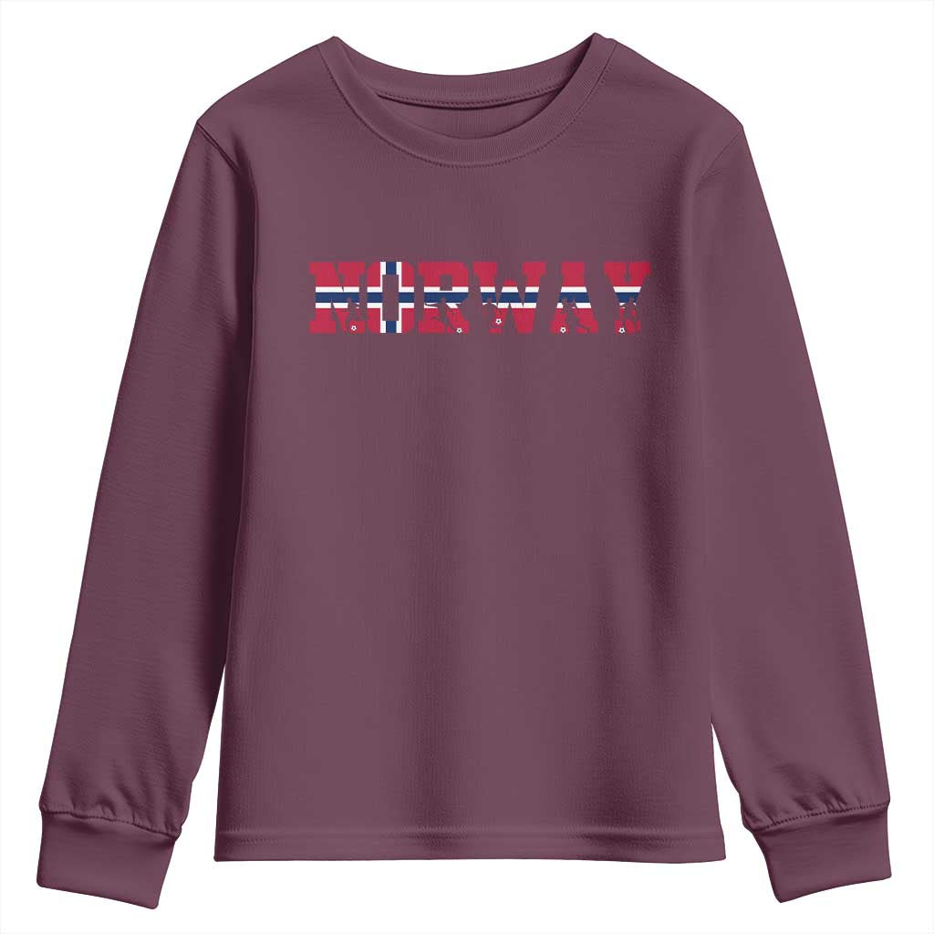 Vintage Norway Fotball Youth Sweatshirt Scandinavian Pride Fan Gift TS12 Maroon Print Your Wear