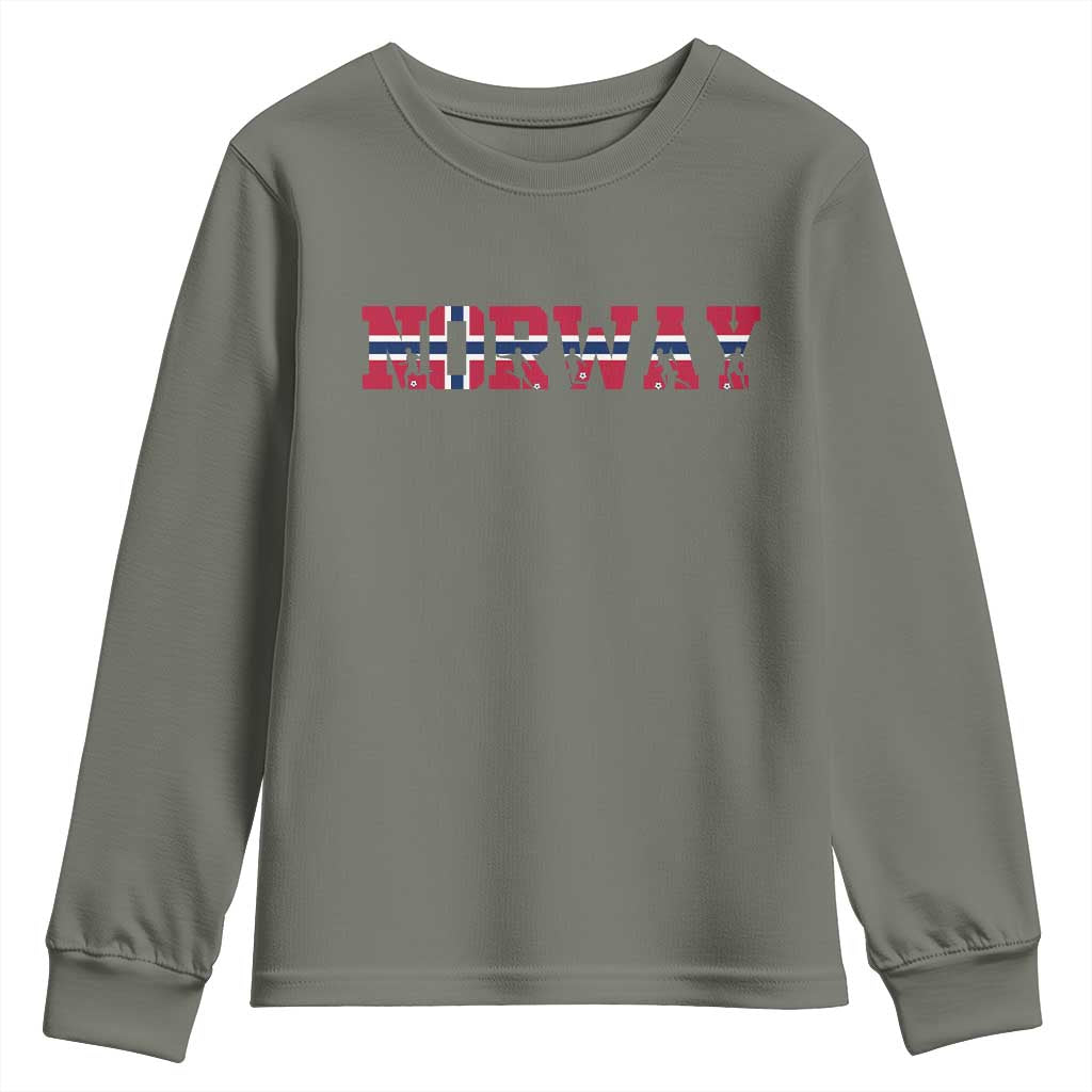Vintage Norway Fotball Youth Sweatshirt Scandinavian Pride Fan Gift TS12 Military Green Print Your Wear