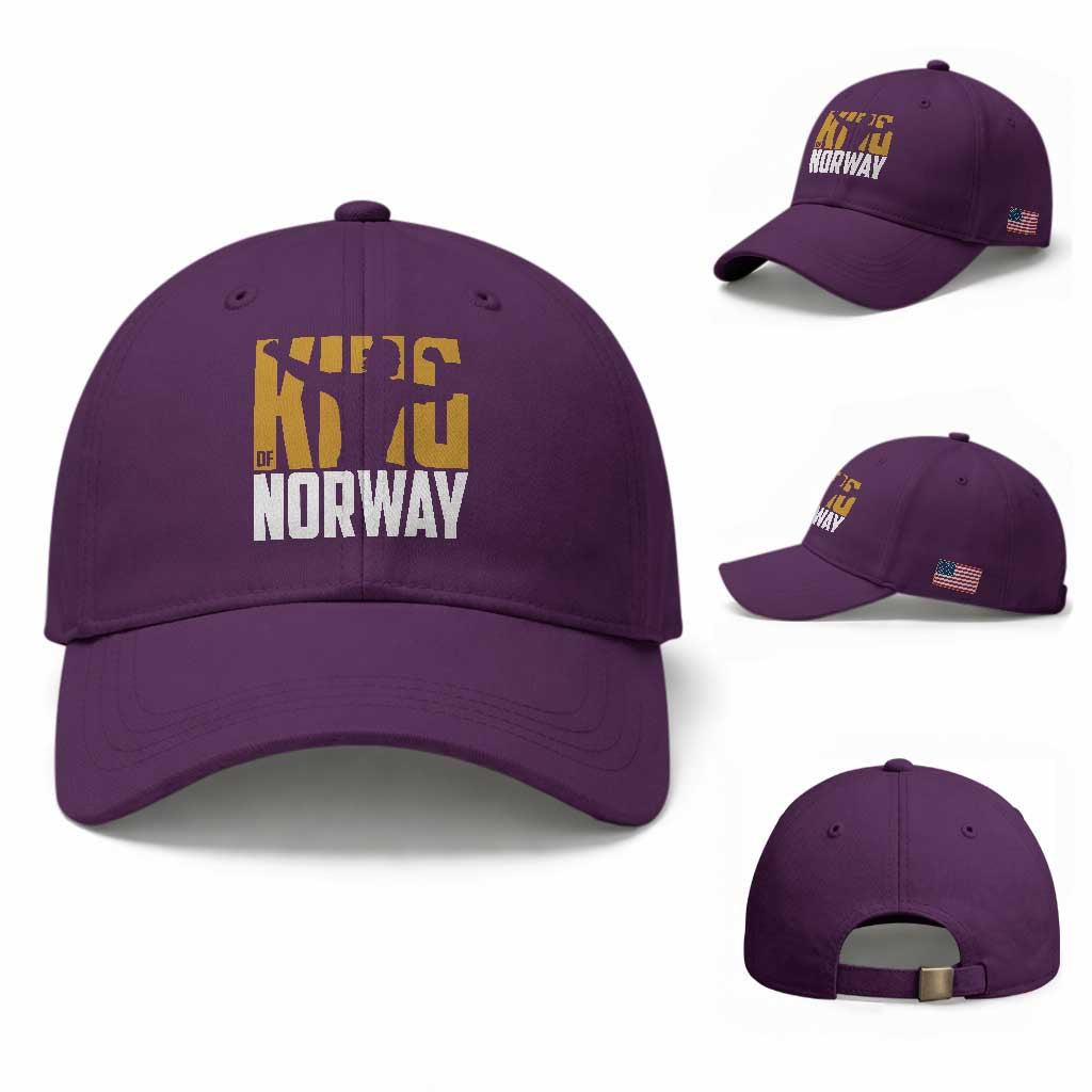 King Of Norway Football Baseball Cap Proud Norwegian Supporter Fan TS12 Baseball Cap Universal Fit Purple Print Your Wear