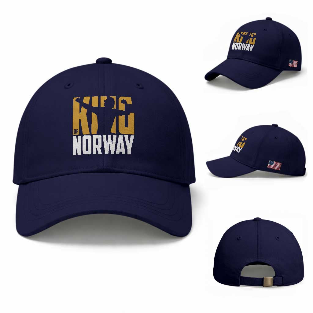 King Of Norway Football Baseball Cap Proud Norwegian Supporter Fan TS12 Baseball Cap Universal Fit Dark Blue Print Your Wear