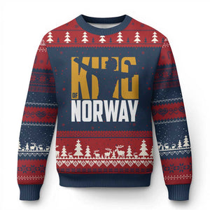 King Of Norway Football Ugly Christmas Sweater Proud Norwegian Supporter Fan TS12 Navy Red Print Your Wear