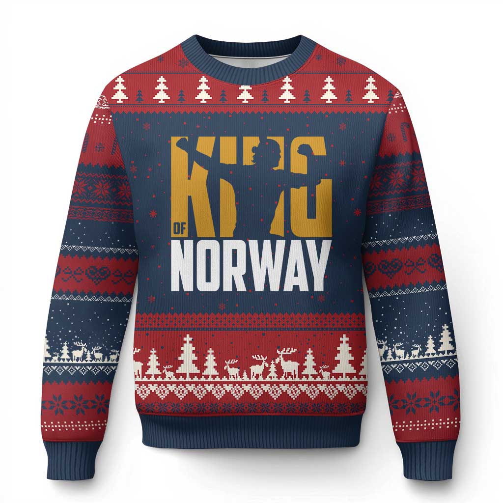 King Of Norway Football Ugly Christmas Sweater Proud Norwegian Supporter Fan TS12 Navy Red Print Your Wear