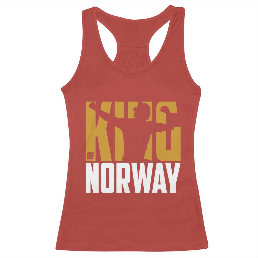 King Of Norway Football Racerback Tank Top Proud Norwegian Supporter Fan TS12 Red Print Your Wear