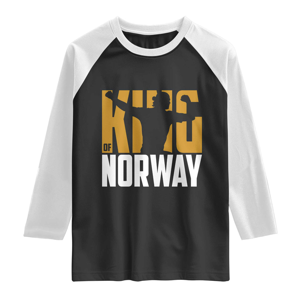 King Of Norway Football Raglan Shirt Proud Norwegian Supporter Fan TS12 Black White Print Your Wear