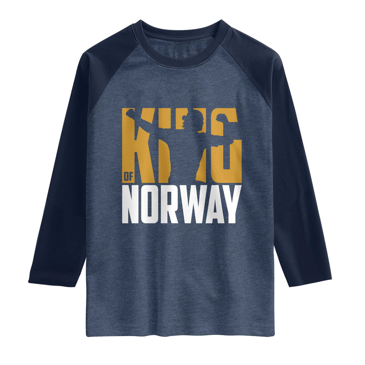 King Of Norway Football Raglan Shirt Proud Norwegian Supporter Fan TS12 Heather Denim Navy Print Your Wear