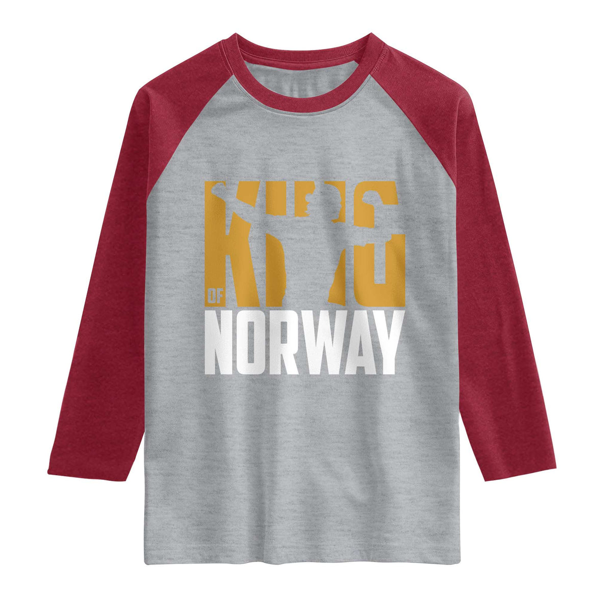 King Of Norway Football Raglan Shirt Proud Norwegian Supporter Fan TS12 Heather Gray Heather Red Print Your Wear