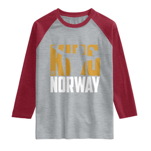 King Of Norway Football Raglan Shirt Proud Norwegian Supporter Fan TS12 Heather Gray Heather Red Print Your Wear