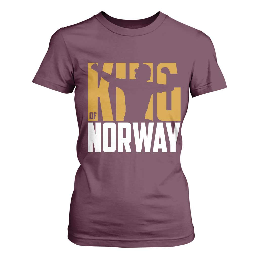 King Of Norway Football T Shirt For Women Proud Norwegian Supporter Fan TS12 Maroon Print Your Wear