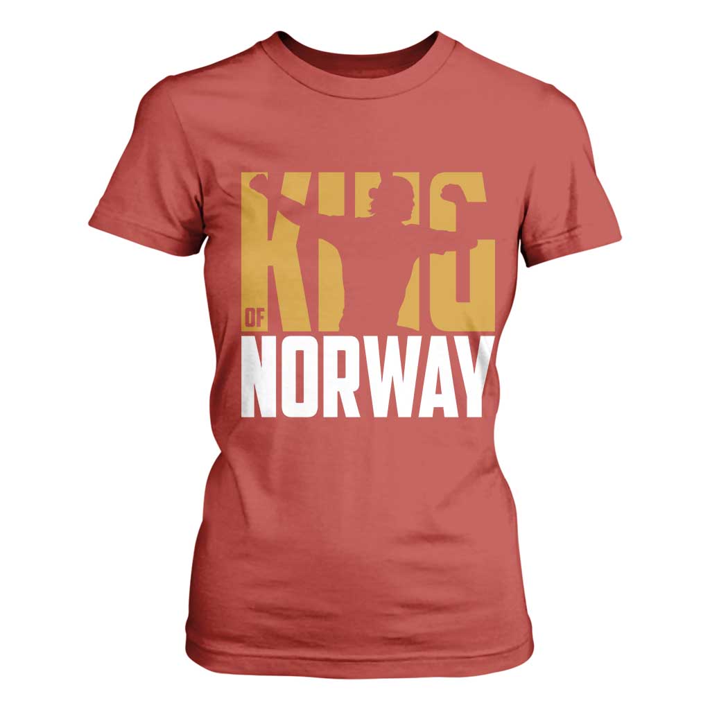 King Of Norway Football T Shirt For Women Proud Norwegian Supporter Fan TS12 Red Print Your Wear