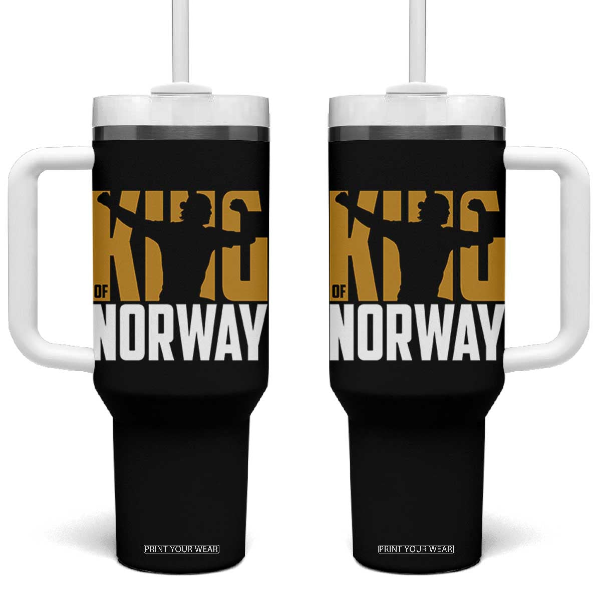 King Of Norway Football Tumbler With Handle Proud Norwegian Supporter Fan TS12 One Size: 40 oz Black Print Your Wear