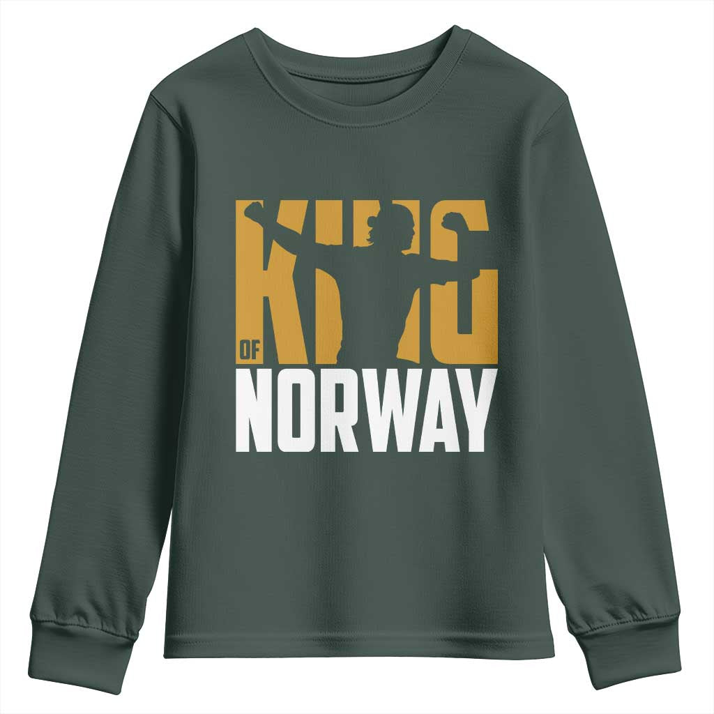 King Of Norway Football Youth Sweatshirt Proud Norwegian Supporter Fan TS12 Dark Forest Green Print Your Wear