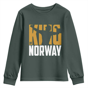 King Of Norway Football Youth Sweatshirt Proud Norwegian Supporter Fan TS12 Dark Forest Green Print Your Wear