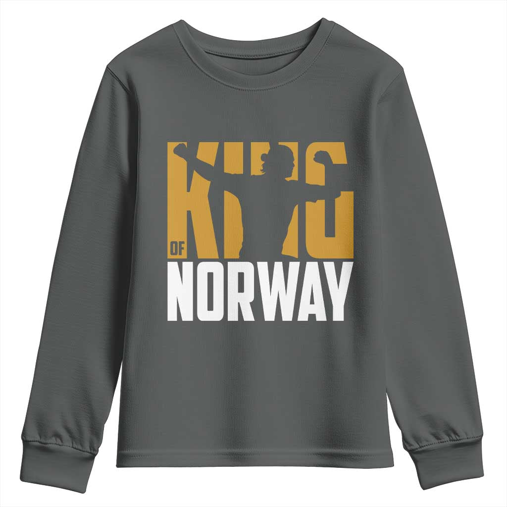 King Of Norway Football Youth Sweatshirt Proud Norwegian Supporter Fan TS12 Dark Heather Print Your Wear