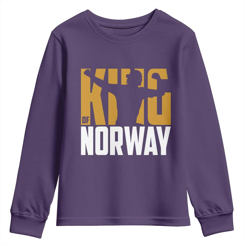 King Of Norway Football Youth Sweatshirt Proud Norwegian Supporter Fan TS12 Purple Print Your Wear
