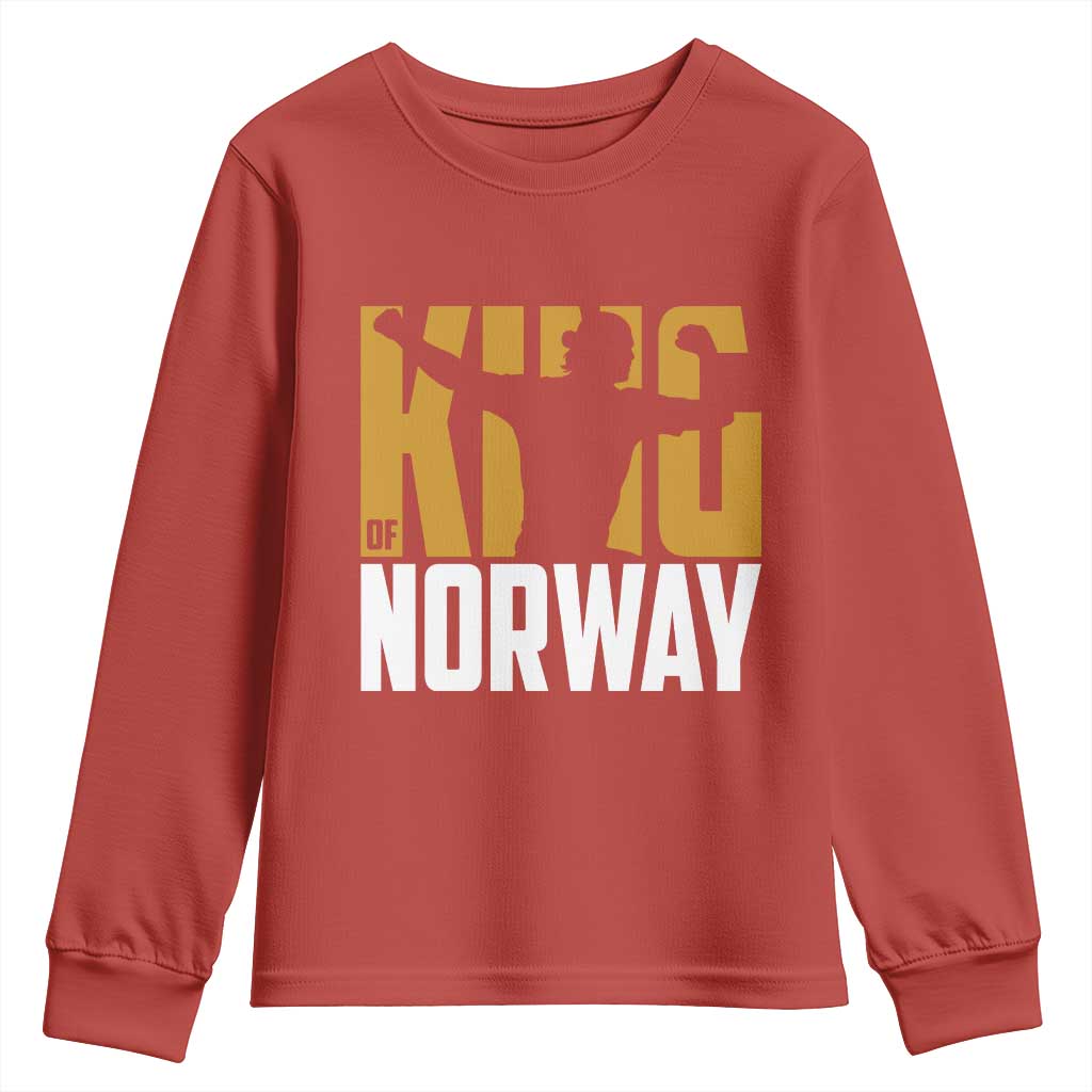 King Of Norway Football Youth Sweatshirt Proud Norwegian Supporter Fan TS12 Red Print Your Wear