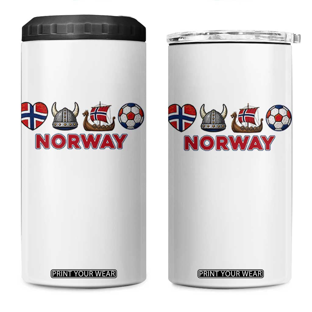Norwegian Pride 4 in 1 Can Cooler Tumbler Norway Soccer Football Supporter Gift TS12 One Size: 16 oz White Print Your Wear