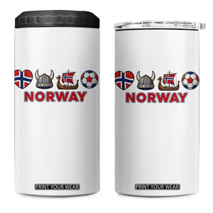 Norwegian Pride 4 in 1 Can Cooler Tumbler Norway Soccer Football Supporter Gift TS12 One Size: 16 oz White Print Your Wear