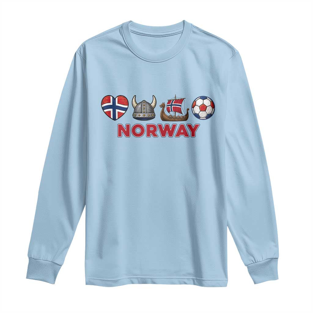 Norwegian Pride Long Sleeve Shirt Norway Soccer Football Supporter Gift TS12 Light Blue Print Your Wear