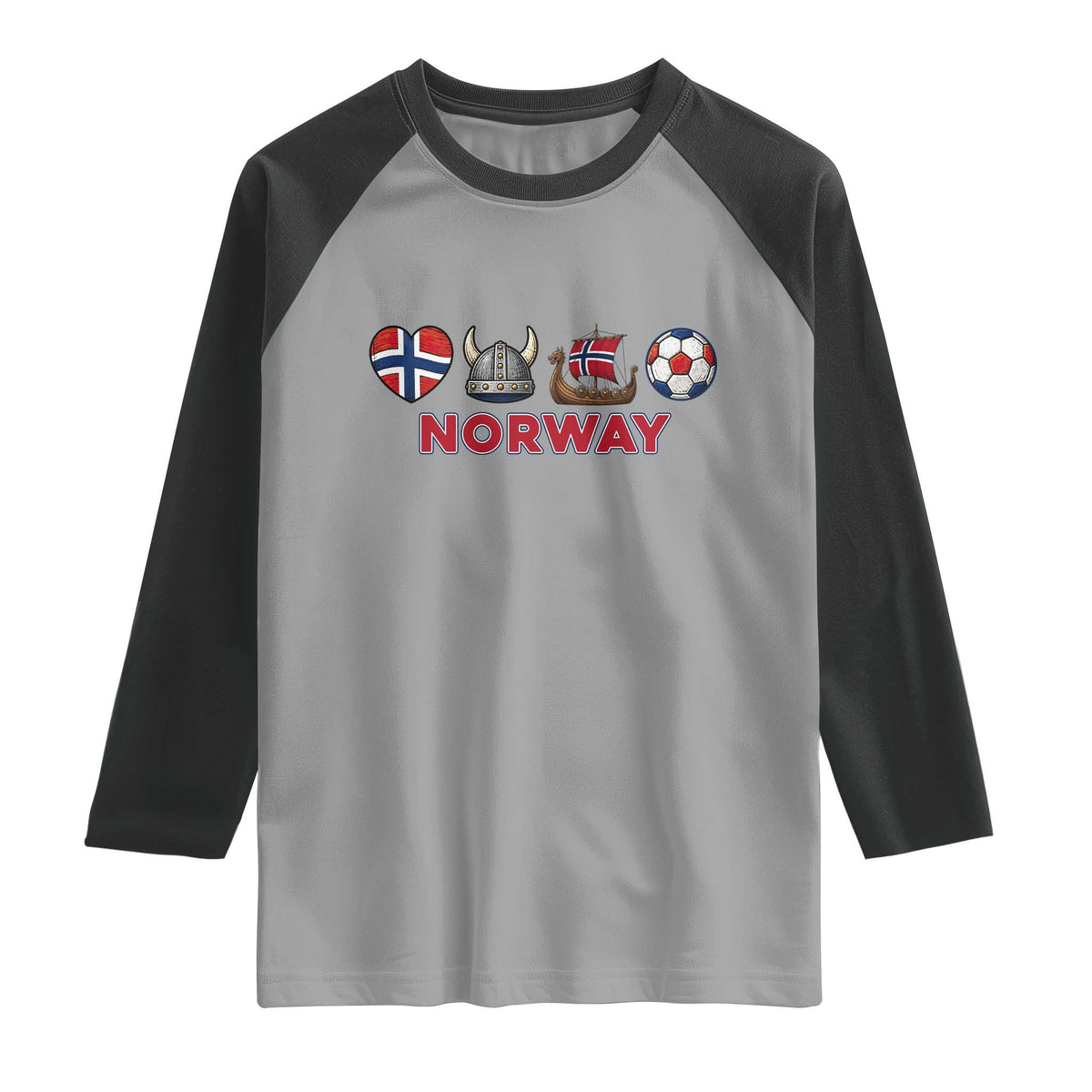 Norwegian Pride Raglan Shirt Norway Soccer Football Supporter Gift TS12 Sport Gray Black Print Your Wear