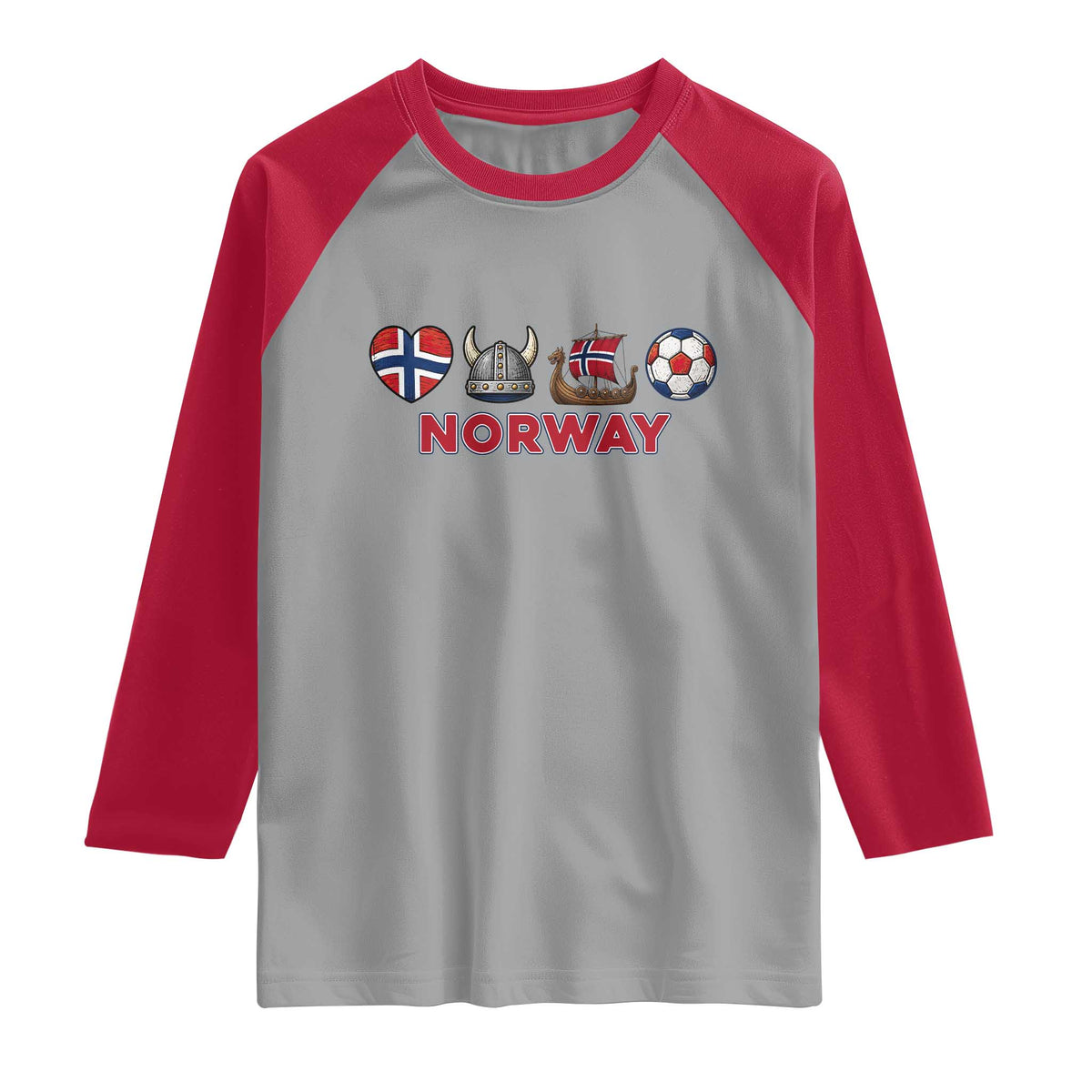 Norwegian Pride Raglan Shirt Norway Soccer Football Supporter Gift TS12 Sport Gray Red Print Your Wear