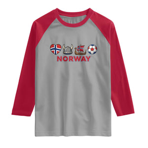 Norwegian Pride Raglan Shirt Norway Soccer Football Supporter Gift TS12 Sport Gray Red Print Your Wear